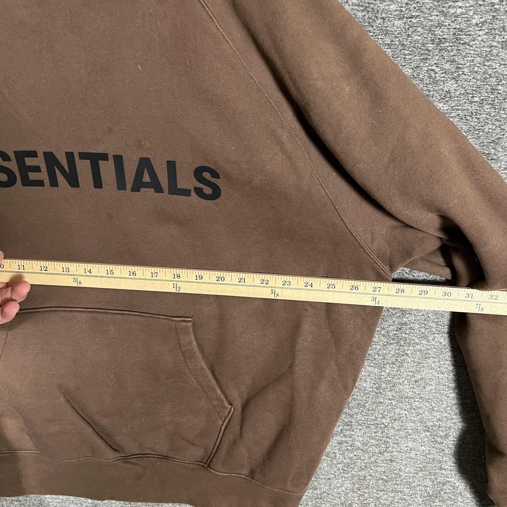 Fear Of God Essentials Hoodie Mens‎ Large Brown Fleece Kangaroo Pocket Pullover - Picture 9 of 15